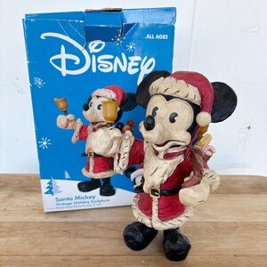 Vintage Santa Mickey Mouse Holiday Sculpture Figurine Box Disney 9”